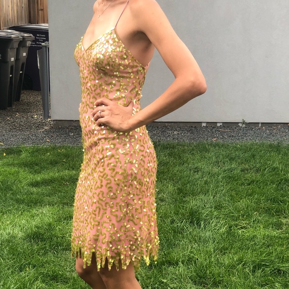 Sequined party dress - pink, lime green, FUN - Picture 2 of 6